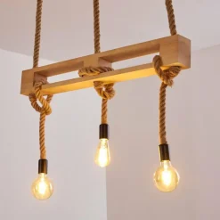 Luminaires Scandinaves-hofstein Suspension Riekje Brun, Bois clair, Noir, 3 lumières