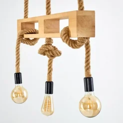 Luminaires Scandinaves-hofstein Suspension Riekje Brun, Bois clair, Noir, 3 lumières