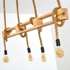Luminaires Scandinaves-hofstein Suspension Riekje Brun, Bois clair, Noir, 4 lumières