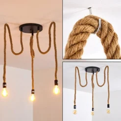 Luminaires Scandinaves-hofstein Suspension Riekje Brun, Noir, 3 lumières