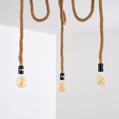 Luminaires Scandinaves-hofstein Suspension Riekje Brun, Noir, 3 lumières