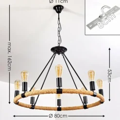 Lampes Vintages & Rétros-hofstein Suspension Riekje Brun, Noir, 8 lumières