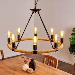 Lampes Vintages & Rétros-hofstein Suspension Riekje Brun, Noir, 8 lumières