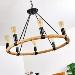 Lampes Vintages & Rétros-hofstein Suspension Riekje Brun, Noir, 8 lumières