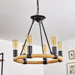 Lampes Vintages & Rétros-hofstein Suspension Riekje Brun, Noir, 6 lumières