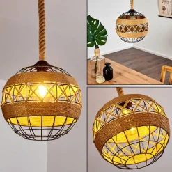 Style Boho-Chic-hofstein Suspension Riekje Brun, Noir, 1 lumière