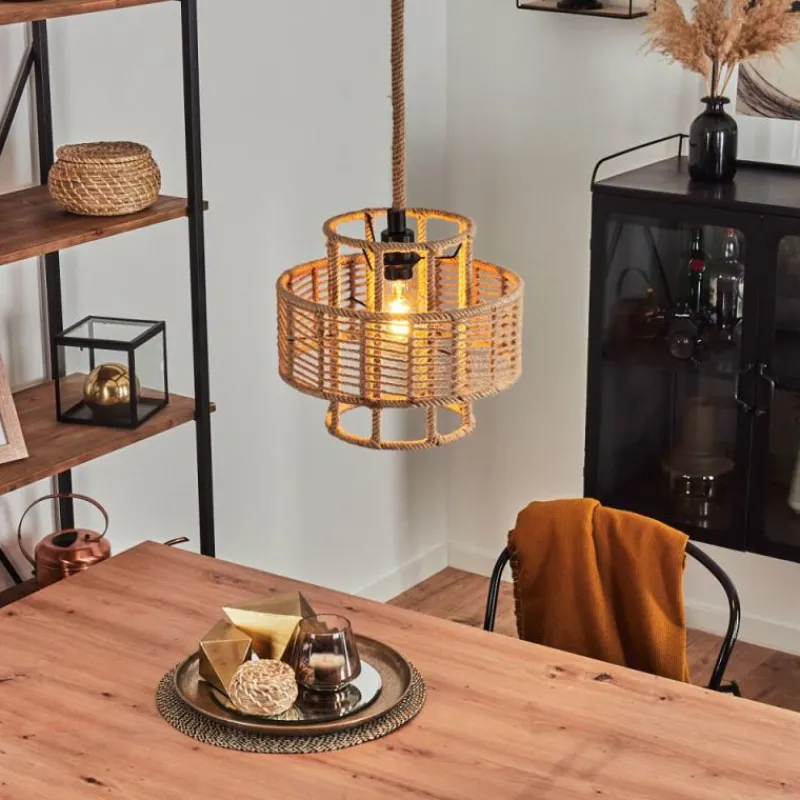 Style Boho-Chic-hofstein Suspension Riekje Brun, Noir, 1 lumière