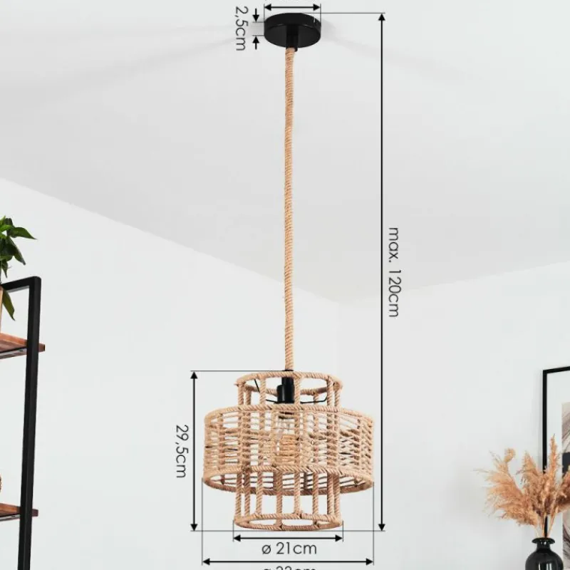 Style Boho-Chic-hofstein Suspension Riekje Brun, Noir, 1 lumière