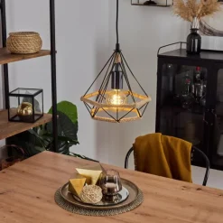 Style Boho-Chic-hofstein Suspension Riekje Écru, Noir, 1 lumière