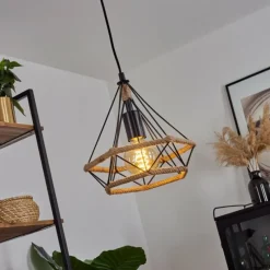Style Boho-Chic-hofstein Suspension Riekje Écru, Noir, 1 lumière