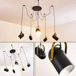 Lampes Dorées-hofstein Suspension Riex Noir doré, 5 lumières