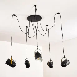 Lampes Dorées-hofstein Suspension Riex Noir doré, 5 lumières