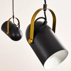 Lampes Dorées-hofstein Suspension Riex Noir doré, 5 lumières