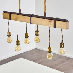 Lampes Vintages & Rétros-hofstein Suspension Rimforsa Brun, Rouille, 6 lumières