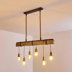 Lampes Vintages & Rétros-hofstein Suspension Rimforsa Brun, Rouille, 6 lumières