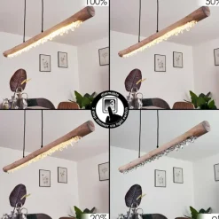 Luminaires Scandinaves-hofstein Suspension Rodeche LED Bois clair, Noir, 1 lumière