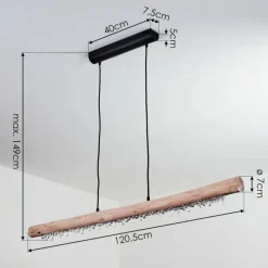 Luminaires Scandinaves-hofstein Suspension Rodeche LED Bois clair, Noir, 1 lumière