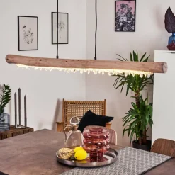 Luminaires Scandinaves-hofstein Suspension Rodeche LED Bois clair, Noir, 1 lumière