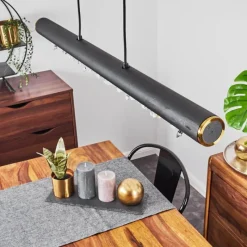 Lampes Dorées-hofstein Suspension Rodeche LED Noir, 1 lumière