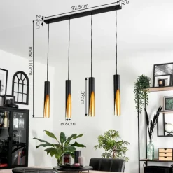 Lampes Vintages & Rétros-hofstein Suspension Rolle LED Noir, 4 lumières