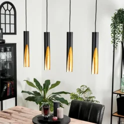 Lampes Vintages & Rétros-hofstein Suspension Rolle LED Noir, 4 lumières