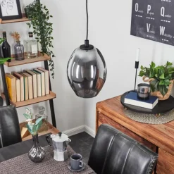 Suspension Verre Fumé-hofstein Suspension Roosevelt Noir, 1 lumière