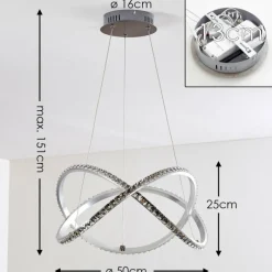 hofstein Suspension Saginaw LED Nickel mat, 1 lumière, Télécommandes, Changeur de couleurs