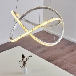 hofstein Suspension Saginaw LED Nickel mat, 1 lumière, Télécommandes, Changeur de couleurs