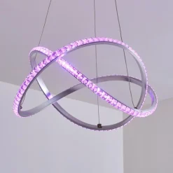 hofstein Suspension Saginaw LED Nickel mat, 1 lumière, Télécommandes, Changeur de couleurs