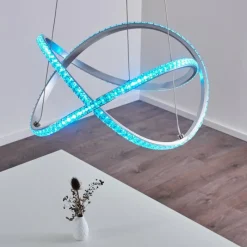 hofstein Suspension Saginaw LED Nickel mat, 1 lumière, Télécommandes, Changeur de couleurs