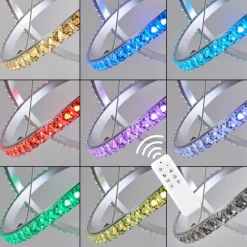 hofstein Suspension Saginaw LED Nickel mat, 1 lumière, Télécommandes, Changeur de couleurs