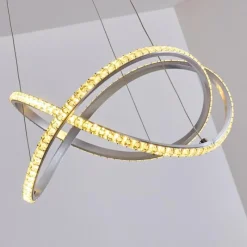 hofstein Suspension Saginaw LED Nickel mat, 1 lumière, Télécommandes, Changeur de couleurs