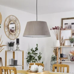 Lampes En Tissu-hofstein Suspension Sagu Noir, 1 lumière