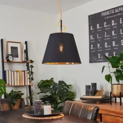 Lampes En Tissu-hofstein Suspension Saillon Jaune, Noir, 1 lumière