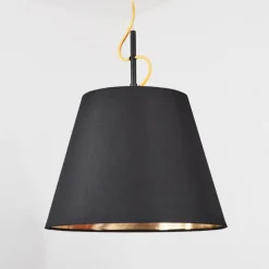 Lampes En Tissu-hofstein Suspension Saillon Jaune, Noir, 1 lumière
