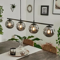 Suspension Verre Fumé-hofstein Suspension Salamonde Noir, 4 lumières