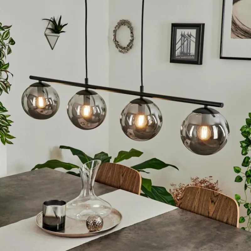 Suspension Verre Fumé-hofstein Suspension Salamonde Noir, 4 lumières