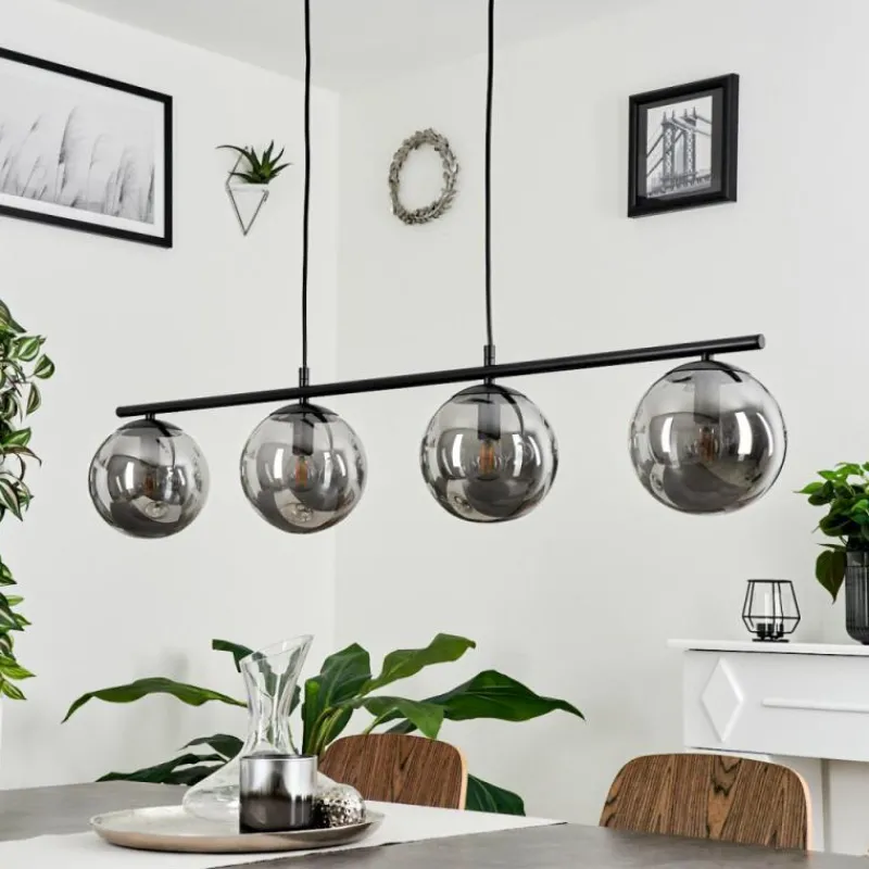 Suspension Verre Fumé-hofstein Suspension Salamonde Noir, 4 lumières