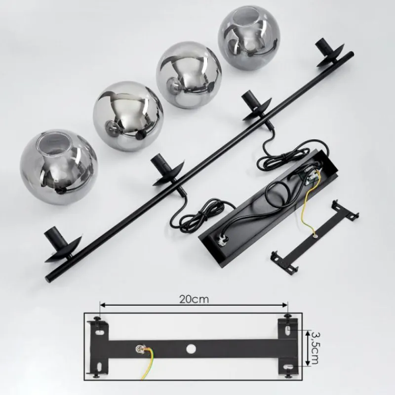 Suspension Verre Fumé-hofstein Suspension Salamonde Noir, 4 lumières