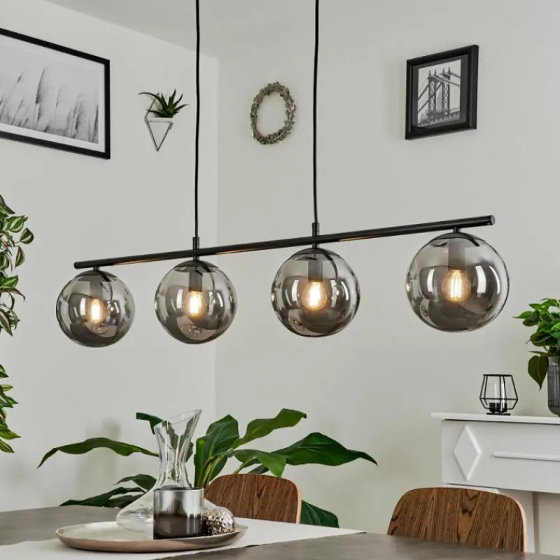 Suspension Verre Fumé-hofstein Suspension Salamonde Noir, 4 lumières