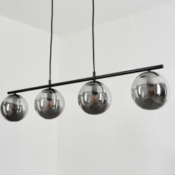 Suspension Verre Fumé-hofstein Suspension Salamonde Noir, 4 lumières