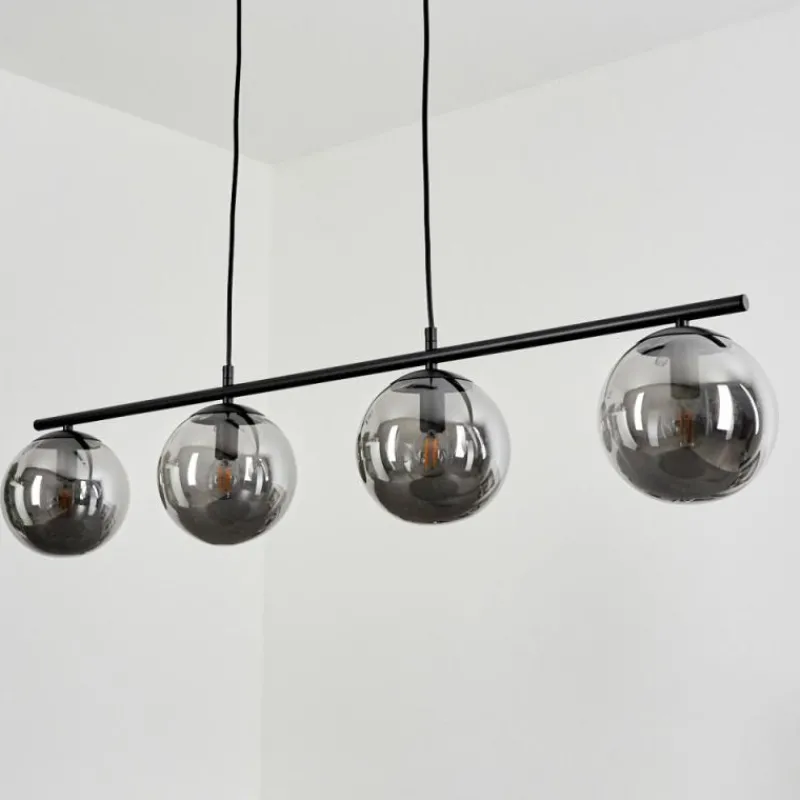 Suspension Verre Fumé-hofstein Suspension Salamonde Noir, 4 lumières