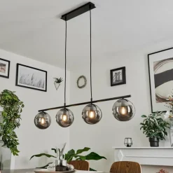 Suspension Verre Fumé-hofstein Suspension Salamonde Noir, 4 lumières