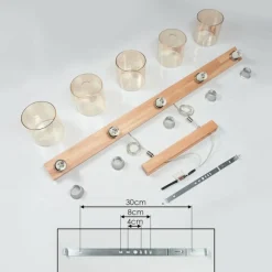 hofstein Suspension Saltaire Bois clair, Argenté, 5 lumières