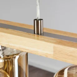 hofstein Suspension Saltaire Bois clair, Argenté, 5 lumières