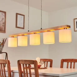 Lampes En Tissu-hofstein Suspension Saltaire Bois clair, Argenté, 5 lumières