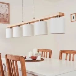 Lampes En Tissu-hofstein Suspension Saltaire Bois clair, Argenté, 5 lumières