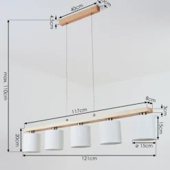 Lampes En Tissu-hofstein Suspension Saltaire Bois clair, Argenté, 5 lumières