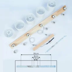 Lampes En Tissu-hofstein Suspension Saltaire Bois clair, Argenté, 5 lumières
