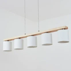 Lampes En Tissu-hofstein Suspension Saltaire Bois clair, Argenté, 5 lumières